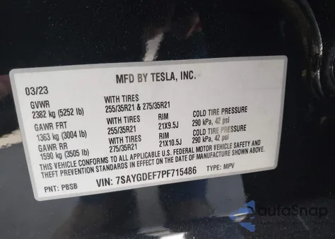 2023 Tesla Model Y Performance Dual Motor All-Wheel Drive from USA, damaged, VIN 7SAYGDEF7PF715486
